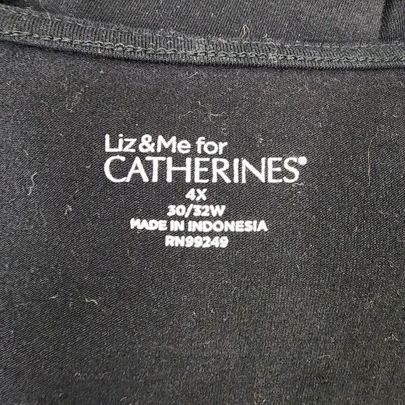Catherines Liz & Me Women Top Size 4X Black Long Sleeved Beaded Square Neck Knit - Picture 7 of 9